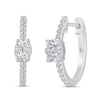 Thumbnail Image 1 of 1/2 CT. T.W. Oval Multi-Diamond center Huggie Hoop Earrings in 14K White Gold