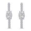 Thumbnail Image 2 of 1/2 CT. T.W. Oval Multi-Diamond center Huggie Hoop Earrings in 14K White Gold