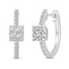 Thumbnail Image 1 of 1/2 CT. T.W. Cushion Multi-Diamond center Huggie Hoop Earrings in 14K White Gold