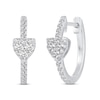 Thumbnail Image 1 of 1/2 CT. T.W. Heart Multi-Diamond center Huggie Hoop Earrings in 14K White Gold