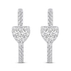 Thumbnail Image 2 of 1/2 CT. T.W. Heart Multi-Diamond center Huggie Hoop Earrings in 14K White Gold