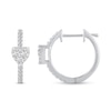 Thumbnail Image 3 of 1/2 CT. T.W. Heart Multi-Diamond center Huggie Hoop Earrings in 14K White Gold