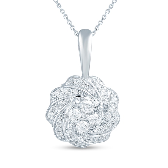 1/4 CT. T.w. Multi-Diamond Pinwheel Pendant in Sterling Silver
