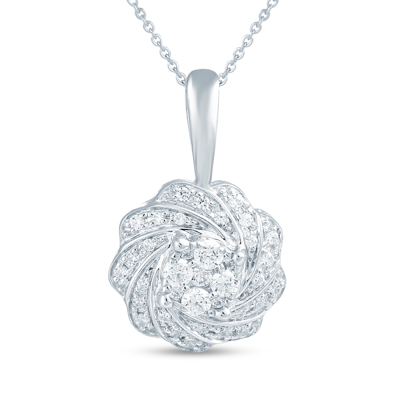 Main Image 1 of 1/4 CT. T.W. Multi-Diamond Pinwheel Pendant in Sterling Silver