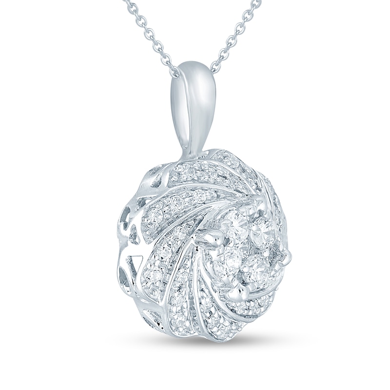 Main Image 2 of 1/4 CT. T.W. Multi-Diamond Pinwheel Pendant in Sterling Silver