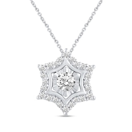 3/8 CT. T.W. Diamond Curved Snowflake Pendant in Sterling Silver