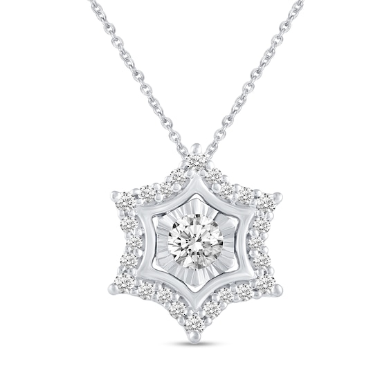 3/8 CT. T.w. Diamond Curved Snowflake Pendant in Sterling Silver