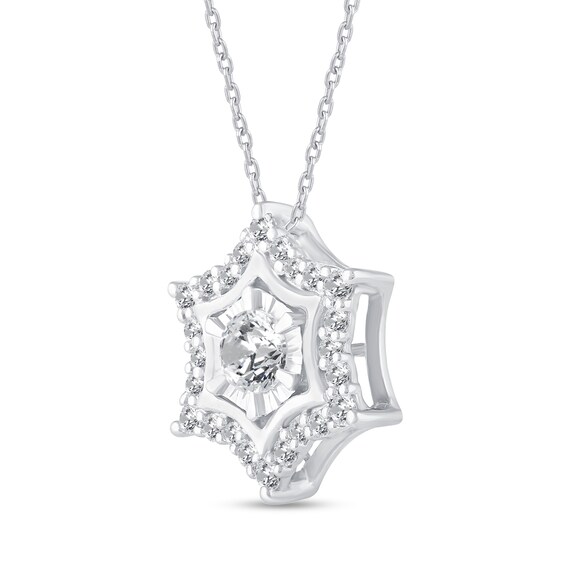 3/8 CT. T.w. Diamond Curved Snowflake Pendant in Sterling Silver