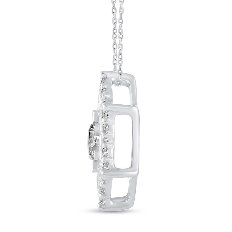 Main Image 3 of 3/8 CT. T.W. Diamond Curved Snowflake Pendant in Sterling Silver