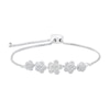 Thumbnail Image 0 of 1 CT. T.W. Diamond Flowers Bolo Bracelet in 14K White Gold - 9.5"