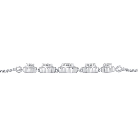 1 CT. T.w. Diamond Flowers Bolo Bracelet in 14K White Gold - 9.5"