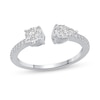 Thumbnail Image 1 of 3/8 CT. T.W. Pear and Round Multi-Diamond Open Shank Ring in 14K White Gold
