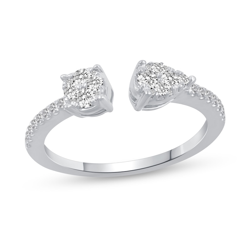 Main Image 1 of 3/8 CT. T.W. Pear and Round Multi-Diamond Open Shank Ring in 14K White Gold