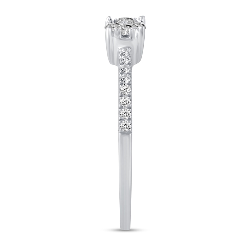Main Image 2 of 3/8 CT. T.W. Pear and Round Multi-Diamond Open Shank Ring in 14K White Gold