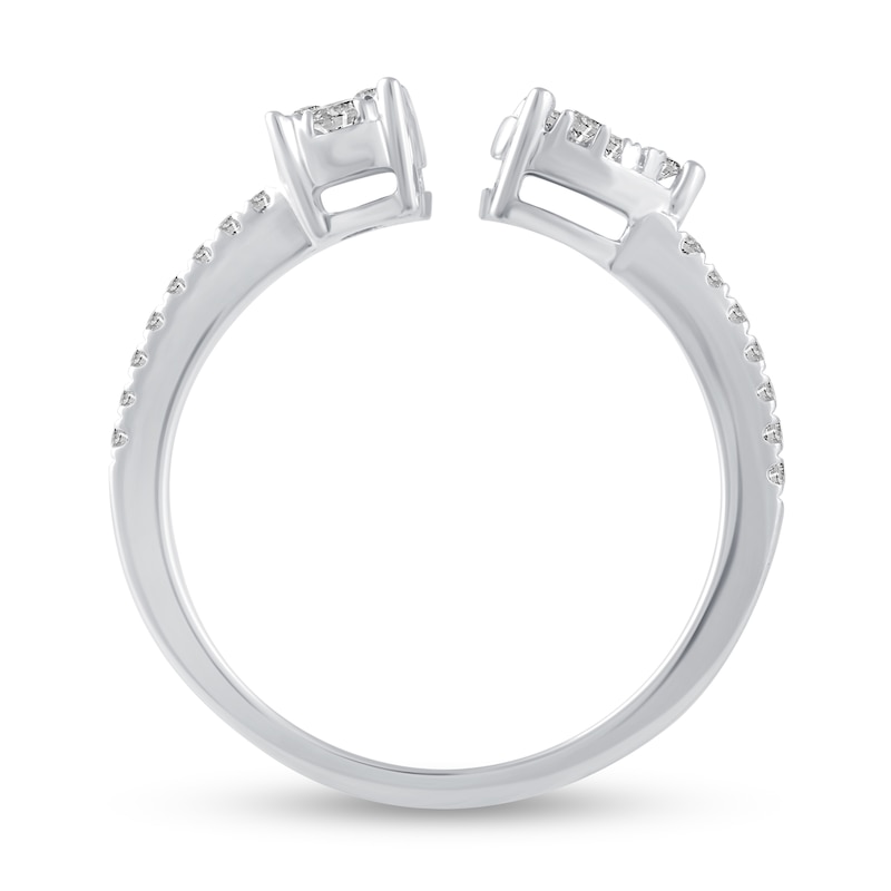Main Image 3 of 3/8 CT. T.W. Pear and Round Multi-Diamond Open Shank Ring in 14K White Gold
