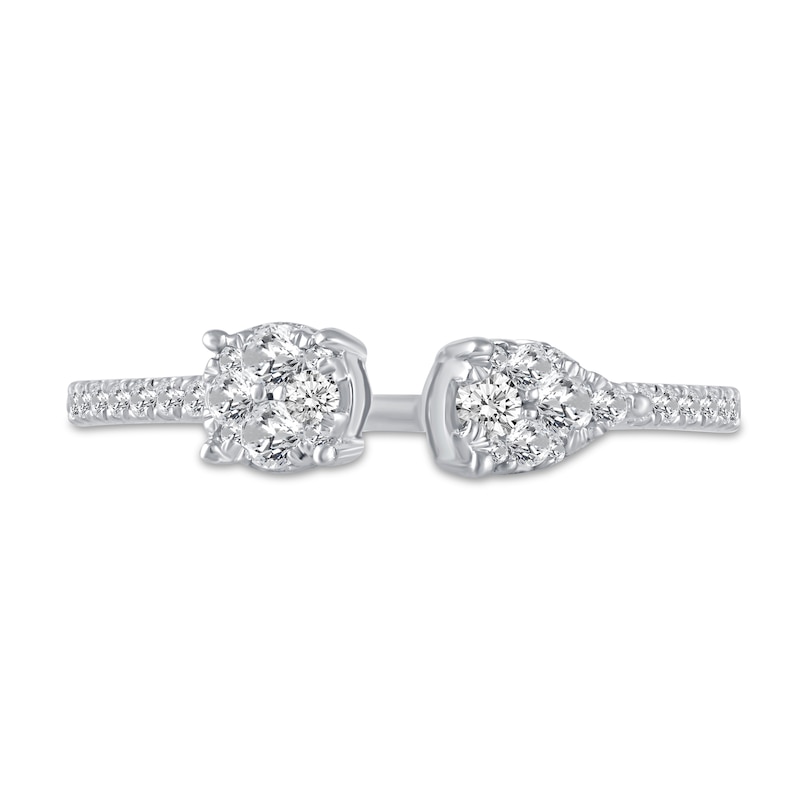 Main Image 4 of 3/8 CT. T.W. Pear and Round Multi-Diamond Open Shank Ring in 14K White Gold