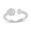 Thumbnail Image 1 of 3/8 CT. T.W. Diamond Flower Open Shank Ring in 14K White Gold