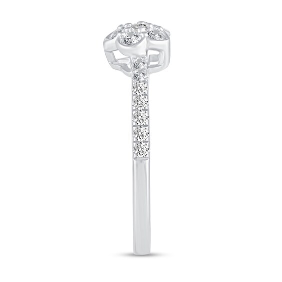 3/8 CT. T.w. Diamond Flower Open Shank Ring in 14K White Gold