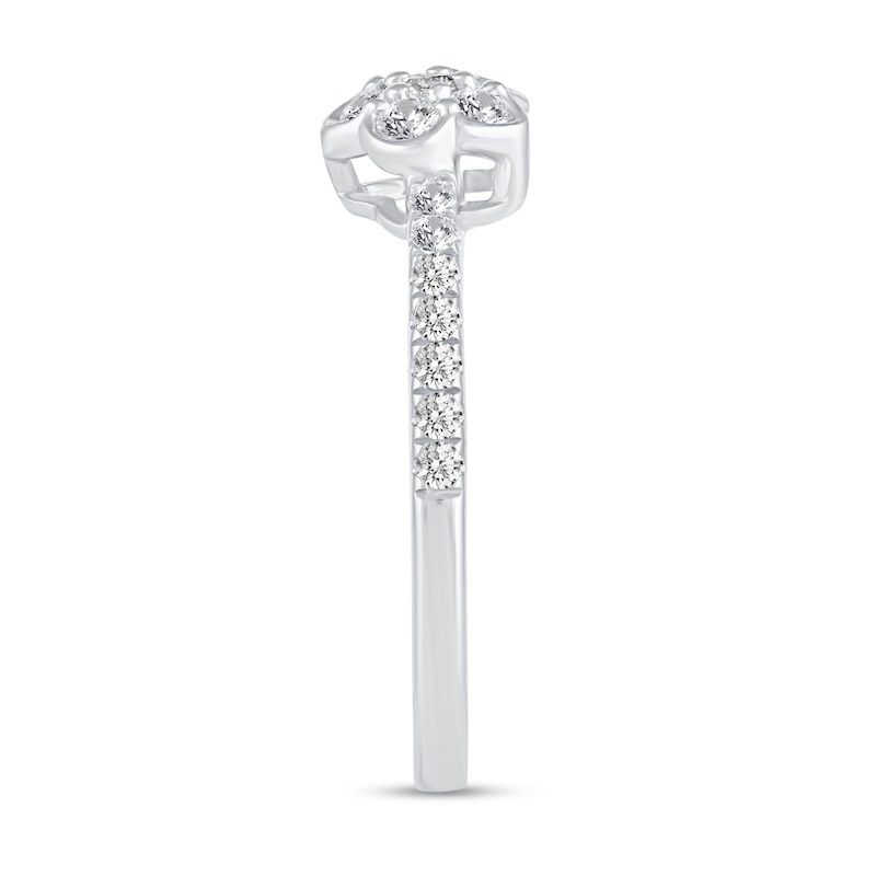 Main Image 2 of 3/8 CT. T.W. Diamond Flower Open Shank Ring in 14K White Gold