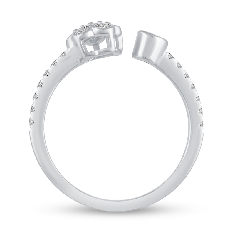 Main Image 3 of 3/8 CT. T.W. Diamond Flower Open Shank Ring in 14K White Gold