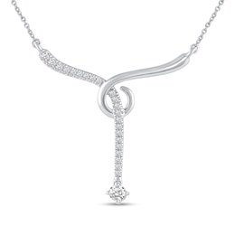1/4 CT. T.W. Diamond Curly Y-Necklace in 14K White Gold