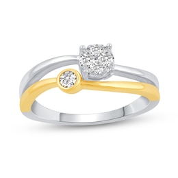 1/4 CT. T.W. Multi-Diamond Split Shank Ring in 14K Two-Tone Gold