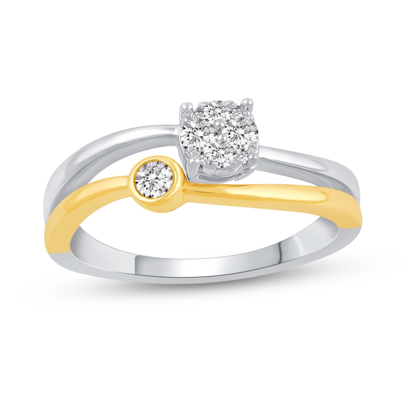 Main Image 1 of 1/4 CT. T.W. Multi-Diamond Split Shank Ring in 14K Two-Tone Gold