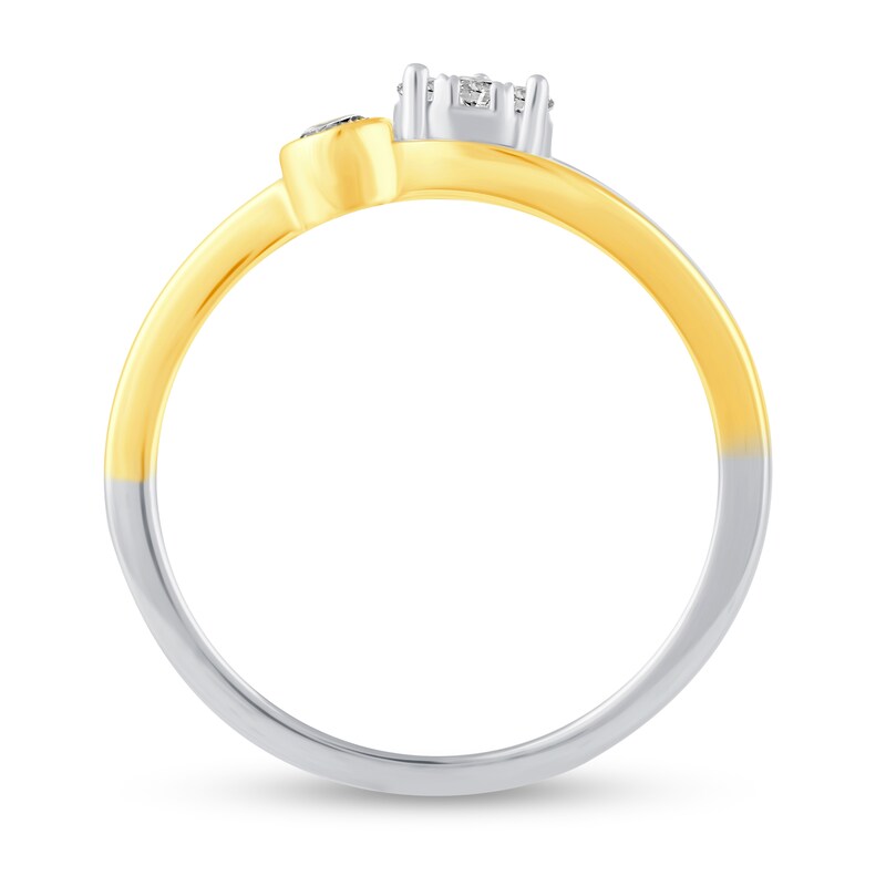 Main Image 2 of 1/4 CT. T.W. Multi-Diamond Split Shank Ring in 14K Two-Tone Gold