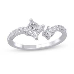 5/8 CT. T.W. Princess-Cut Diamond Duo Open Shank Ring in 14K White Gold