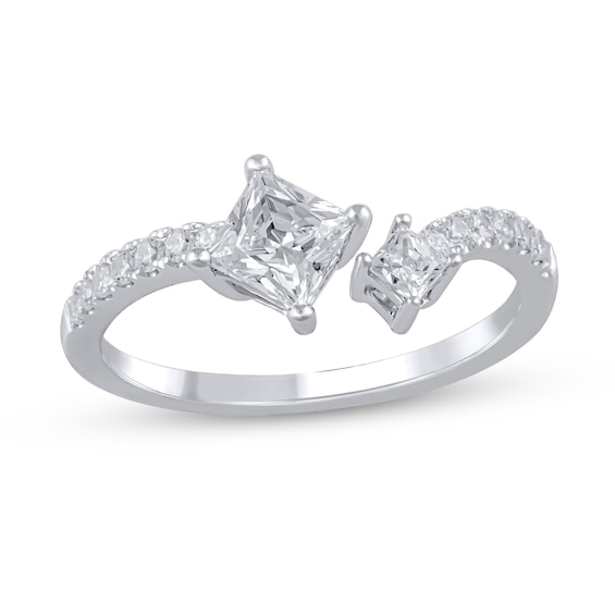 5/8 CT. T.w. Princess-Cut Diamond Duo Open Shank Ring in 14K White Gold