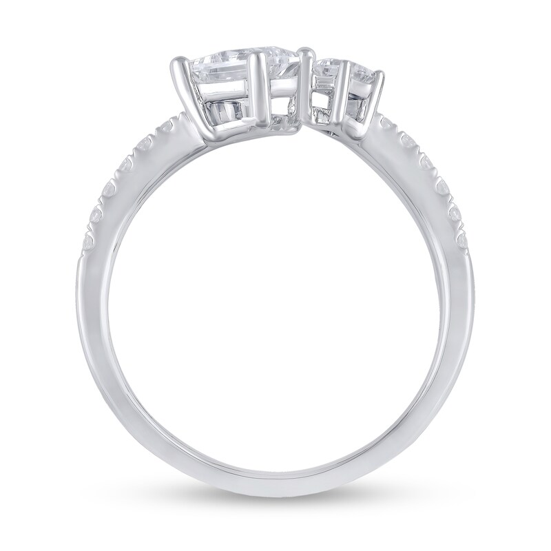 Main Image 3 of 5/8 CT. T.W. Princess-Cut Diamond Duo Open Shank Ring in 14K White Gold