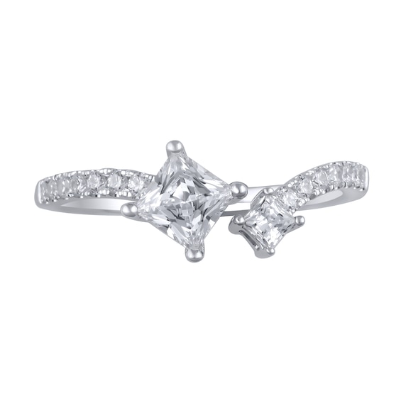 5/8 CT. T.w. Princess-Cut Diamond Duo Open Shank Ring in 14K White Gold