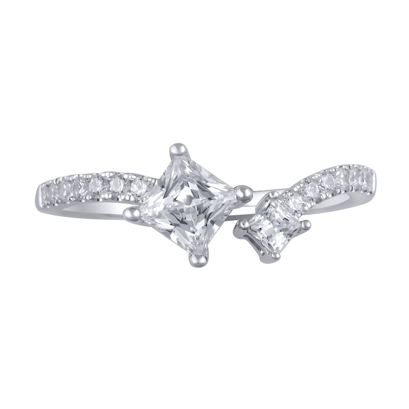 Main Image 4 of 5/8 CT. T.W. Princess-Cut Diamond Duo Open Shank Ring in 14K White Gold