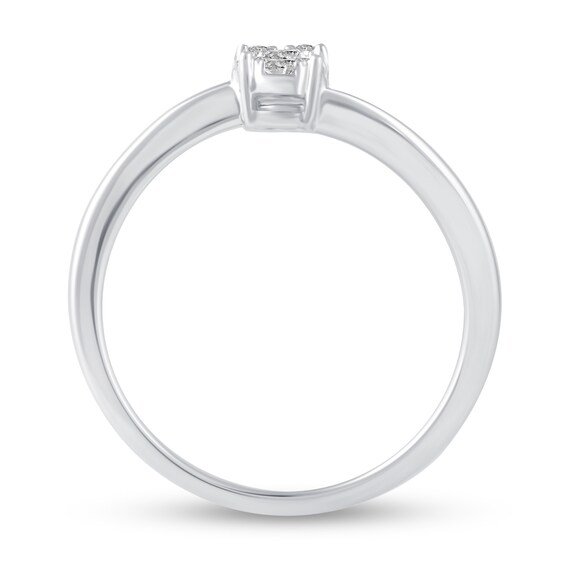 3/8 CT. T.w. Multi-Diamond Linear Three Stone Open Shank Ring in 14K White Gold