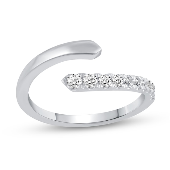 1/4 CT. T.w. Diamond Open Bypass Shank Ring in 14K White Gold