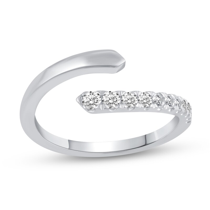 Main Image 1 of 1/4 CT. T.W. Diamond Open Bypass Shank Ring in 14K White Gold