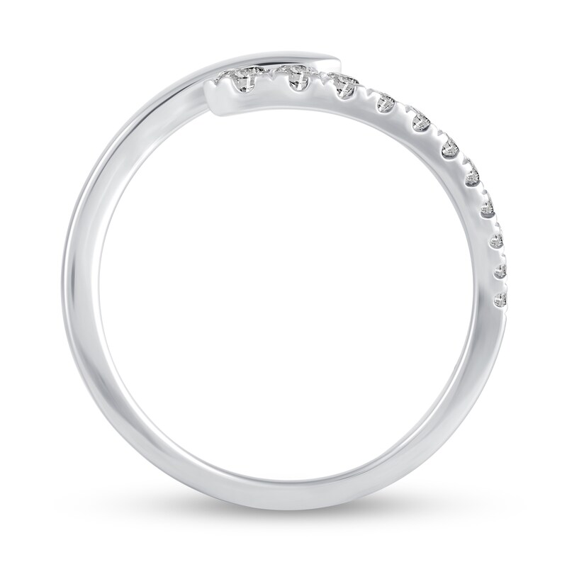 Main Image 3 of 1/4 CT. T.W. Diamond Open Bypass Shank Ring in 14K White Gold