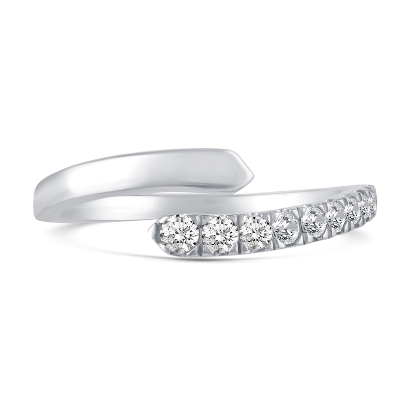 Main Image 5 of 1/4 CT. T.W. Diamond Open Bypass Shank Ring in 14K White Gold