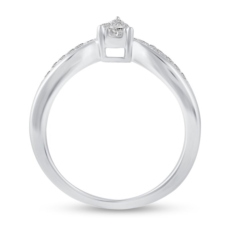 Main Image 3 of 3/8 CT. T.W. Pear Multi-Diamond Split Shank Chevron Ring in 14K White Gold
