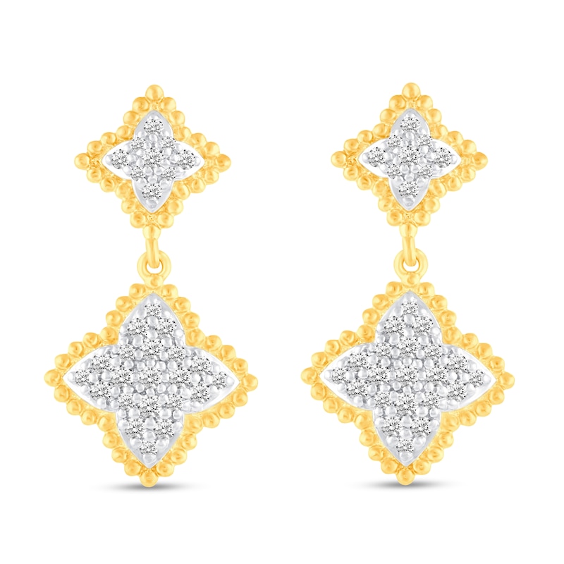 Main Image 2 of 1/2 CT. T.W. Diamond Beaded Flower Drop Earrings in 14K Gold