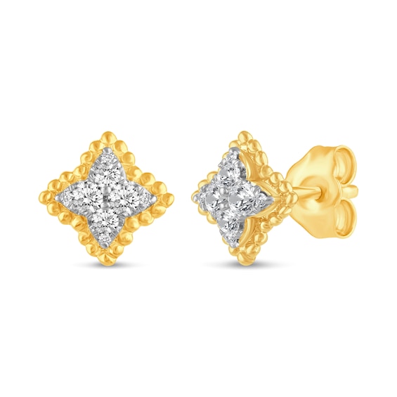 1/4 CT. T.w. Diamond Beaded Flower Stud Earrings in 14K Gold