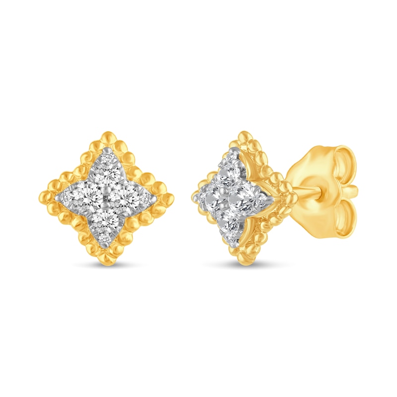 Main Image 1 of 1/4 CT. T.W. Diamond Beaded Flower Stud Earrings in 14K Gold