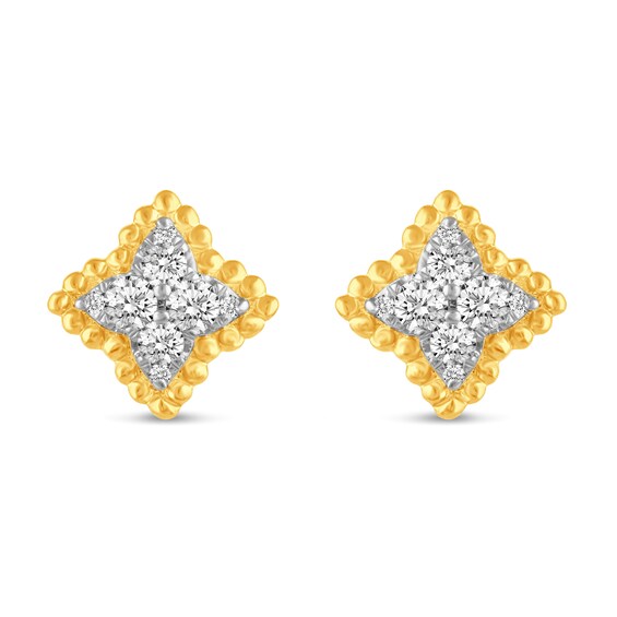 1/4 CT. T.w. Diamond Beaded Flower Stud Earrings in 14K Gold