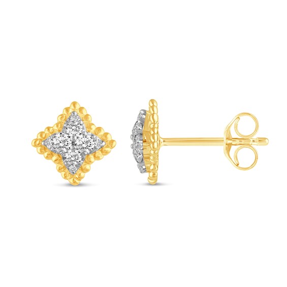 1/4 CT. T.w. Diamond Beaded Flower Stud Earrings in 14K Gold