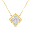 Thumbnail Image 1 of 1/4 CT. T.W. Diamond Beaded Flower Necklace in 14K Gold
