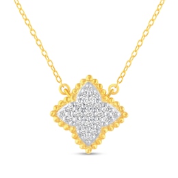 1/4 CT. T.W. Diamond Beaded Flower Necklace in 14K Gold