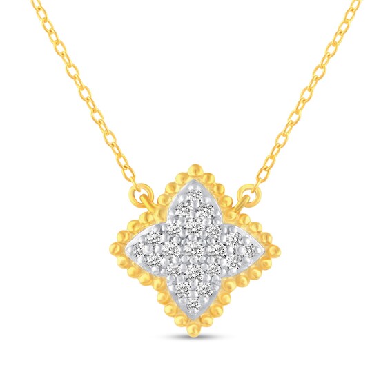 1/4 CT. T.w. Diamond Beaded Flower Necklace in 14K Gold