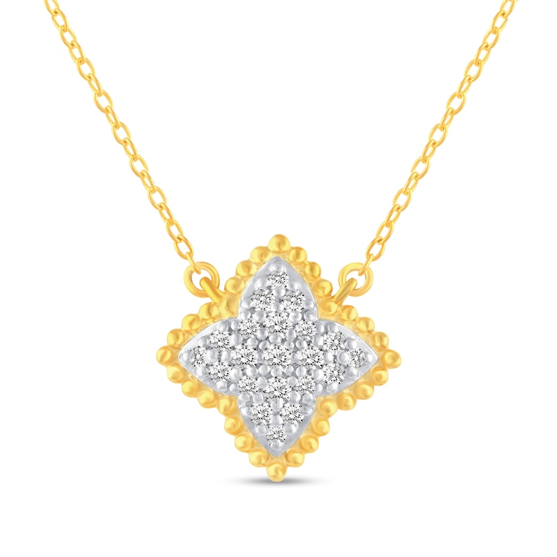 Main Image 1 of 1/4 CT. T.W. Diamond Beaded Flower Necklace in 14K Gold