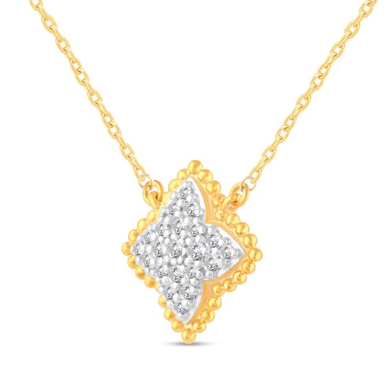 1/4 CT. T.w. Diamond Beaded Flower Necklace in 14K Gold