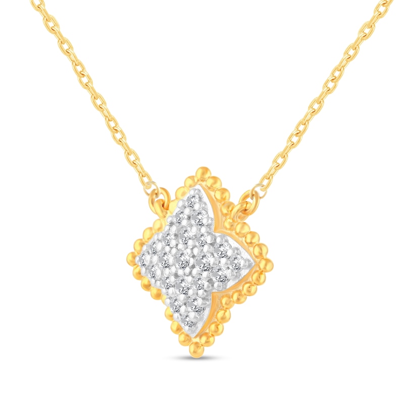 Main Image 2 of 1/4 CT. T.W. Diamond Beaded Flower Necklace in 14K Gold